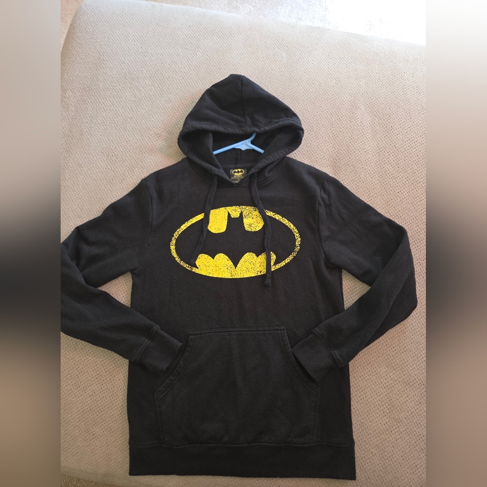 Batman DC superhero adult small black hoodie sweatshirt Preowned - Picture 3 of 8